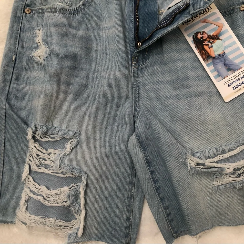 REWASH SIZE 24 SUPER HIGH RISE BOYFRIEND DENIM SHORTS VINTAGE REUNION NWT - Picture 10 of 14